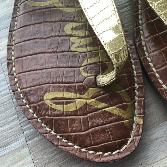 Sam Edelman Gigi Flat Gold Sandals Size 9.5 - Picture 3 of 8